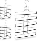 Merkloos Relaxdays ruimtebesparende kledinghangers - set van 3 - 15 broeken - 52 x 33 x 2 cm - zilver