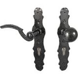 Lienbacher Garniture de porte en fer forgé antique Garniture interchangeable PZ 72 mm BERN Garniture à plaque longue, PZ 72 gauche