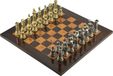 ITALFAMA JEU D'ÉCHECS DE LUXE : « ROI DES ROMAINS » Pièces métalliques + échiquier posé à la main 51 cm