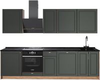 Vicco Complete keukeneenheid Fame-Line, Groen-Goud Landhuis/Goudkleurig Eiken, 280 cm, WB Antraciet
