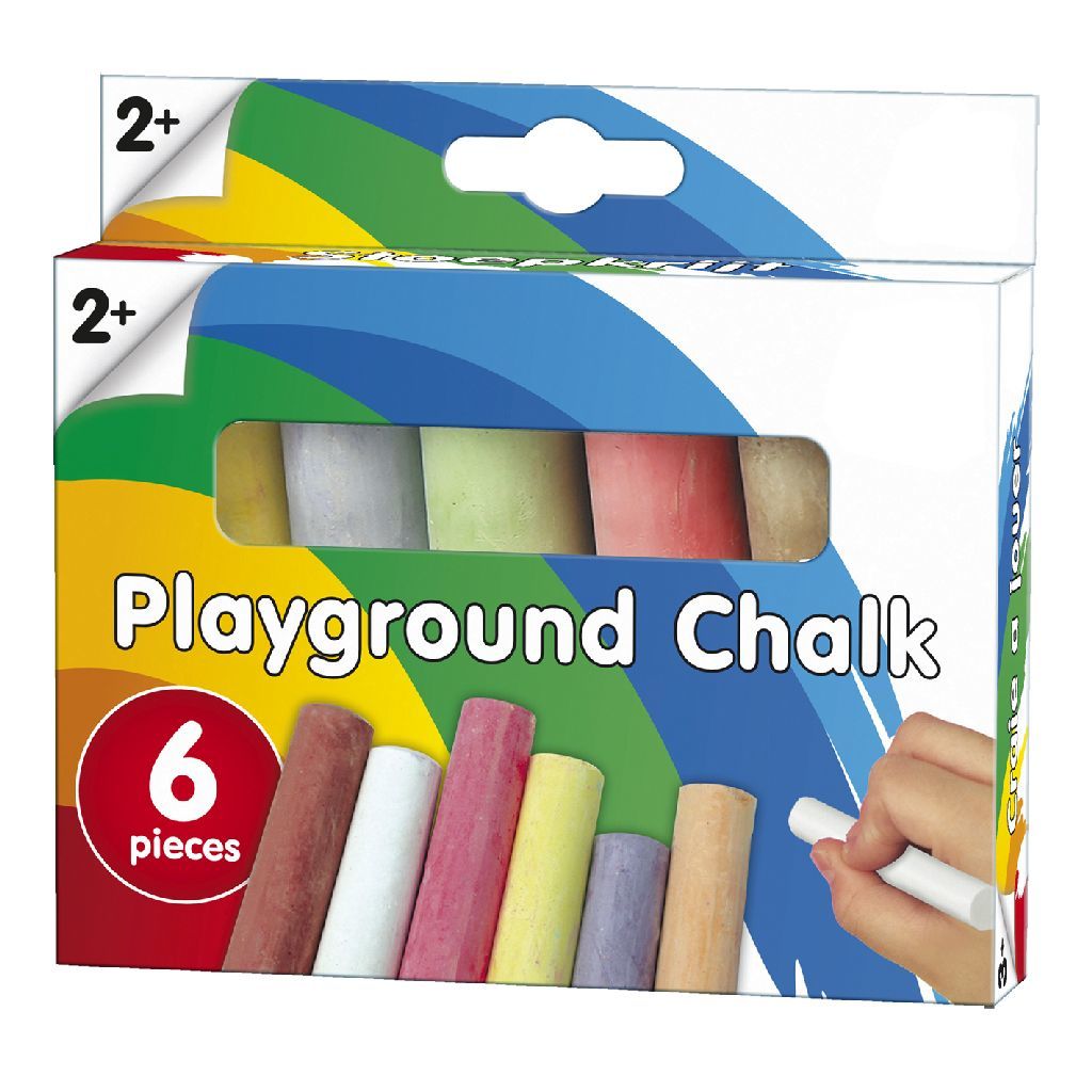 Clown Creatief Clown Stoepkrijt - 6 Stuks - Meerkleurig - Rond - Vanaf 3 Jaar