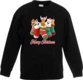 Bellatio Decorations Bol Kersttrui kerstsokken merry christmas zwart voor kinderen 134/146
