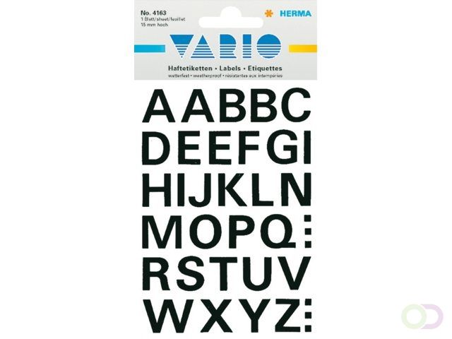 HERMA Etiket 4163 15mm letters A-Z zwart