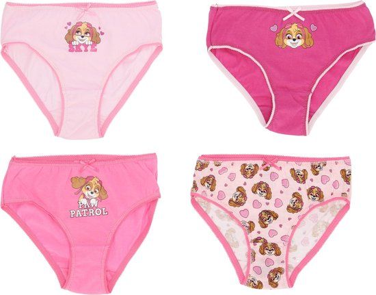 4KidsOnly Paw Patrol 4-Pack Slips Roze Panterprint Katoen Maat 122/128