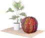 Native Home poef 2 in 1 - kruk - ronde bijzettafel - zitkruk - gebreid rond rood