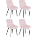 Leobert Chaise - Bera - Velours Rose Clair, Pieds Noirs - 54 x 60 x 88 cm - Lot de 4
