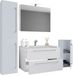 VCM Badinos ensemble de meubles de salle de bain 5 pièces avec lavabo en céramique, meuble bas 80 cm, armoire à pharmacie, meuble intermédiaire et meuble haut, blanc