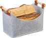 Merkloos Relaxdays Vilten mand - 27 x 40 x 22 cm - Opvouwbare Houtmand - Met Hengsels - Lichtgrijs