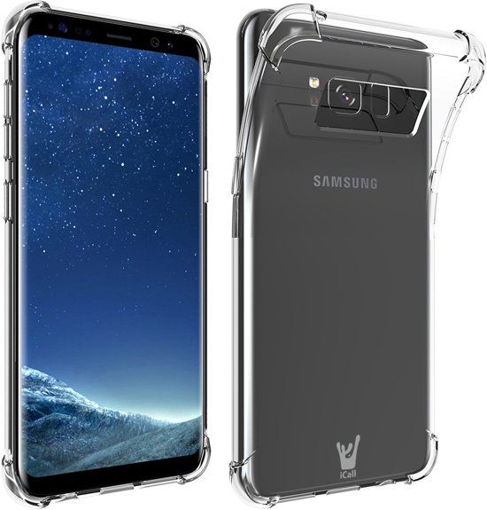 iCall - Samsung Galaxy S8 - TPU Case Transparant met Versterkte Rand / Shockproof Silicone Hoesje / Cover