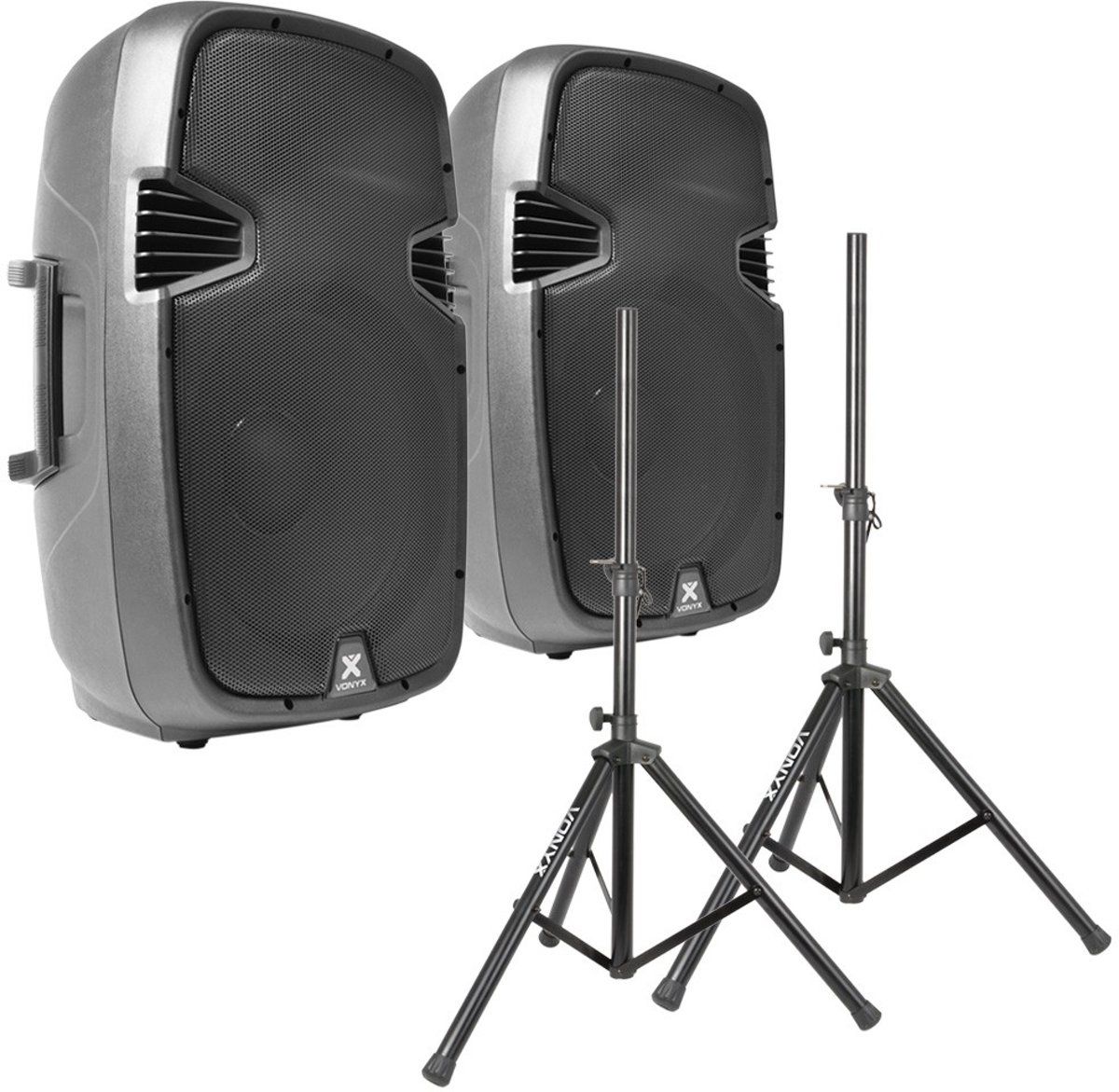 Vonyx SPJ-1500A 15" speakerset 1600W met standaards