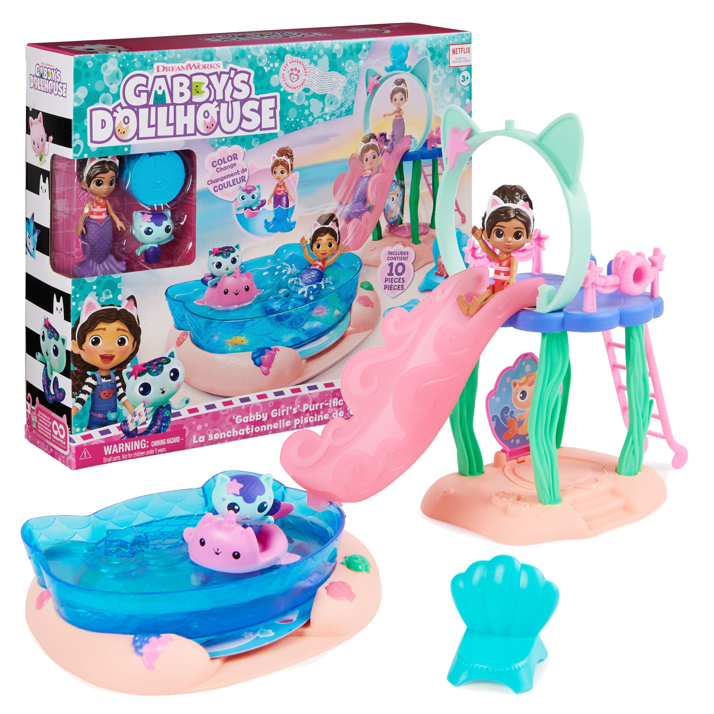 Gabby's Poppenhuis Gabby's Dollhouse - Cat-tastic Pool Playset with Gabby & MerCat Figures