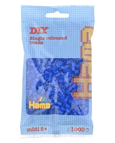 Hama Parels, 207-36 strijkkralen, zakje met ca. 1.000 midi knutselkralen met een diameter van 5 mm, neonblauw