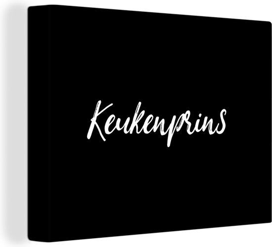 OneMillionCanvasses Canvas schilderij 160x120 cm - Spreuken - Koken - Mannen - Quotes - Keukenprins - Multicolor