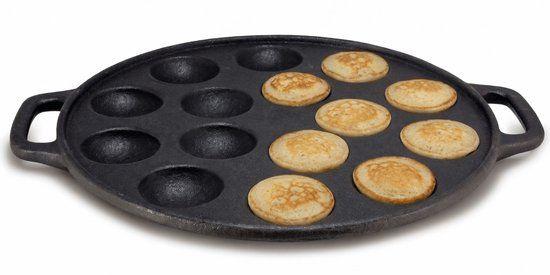 Cookinglife Poffertjespan - Gietijzer - ø 24 cm - 15 poffertjes - Zwart