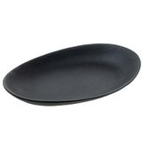 DRW Ovale tafeldecoratie van keramiek, zwart, 36 x 20 x 6 cm