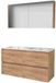 Basic Line Comfort 46 Badkamermeubelset - 120 x 46 cm - Greeploos - 4 Lades - Keramische Wastafel - 2 Kraangaten - Spiegelkast - Whisky Oak