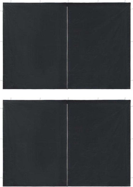 vidaXL Tent Wall with Zipper PE Anthracite 300x300x195 cm - 2 pcs