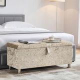 Vida Designs Valencia Ottomaanse opbergpoef, stof in champagnefluweel, 100 x 40 x 44 cm