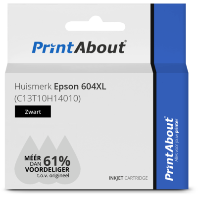 PrintAbout Huismerk Epson 604XL (C13T10H14010) Inktcartridge Zwart Hoge capaciteit