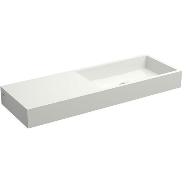 Clou Mini Wash Me fontein met kraangat links mineral marmer B56xH7.5xD19cm - Wit
