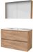 Basic Line Comfort 46 Badkamermeubelset - 100 x 46 cm - Greeploos - 2 Lades - Keramische Wastafel - 1 Kraangat - Spiegelkast - Whisky Oak