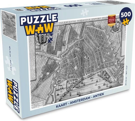 MuchoWow Puzzel Kaart - Amsterdam - Antiek - Legpuzzel - Puzzel 500 stukjes