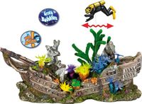 Nobby Aquarium Ornament Scheepswrak met Duiker - Grijs - Bruin - Groen - Geel - 42,2 x 13,7 x 21,5 cm