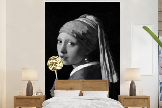 Nr1Wallpaper Behang - Fotobehang Meisje met de parel - Johannes Vermeer - Lolly - Goud - Breedte 225 cm x hoogte 350 cm