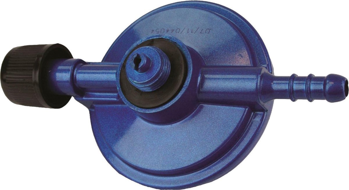 Highlander gasdrukregulator voor gasfles 13 cm staal blauw