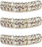 MJDCB 6mm 100 stuks ronde kralen sieraden kralen strass spacer kralen voor het maken van sieraden armbanden kettingen (zilver/wit)