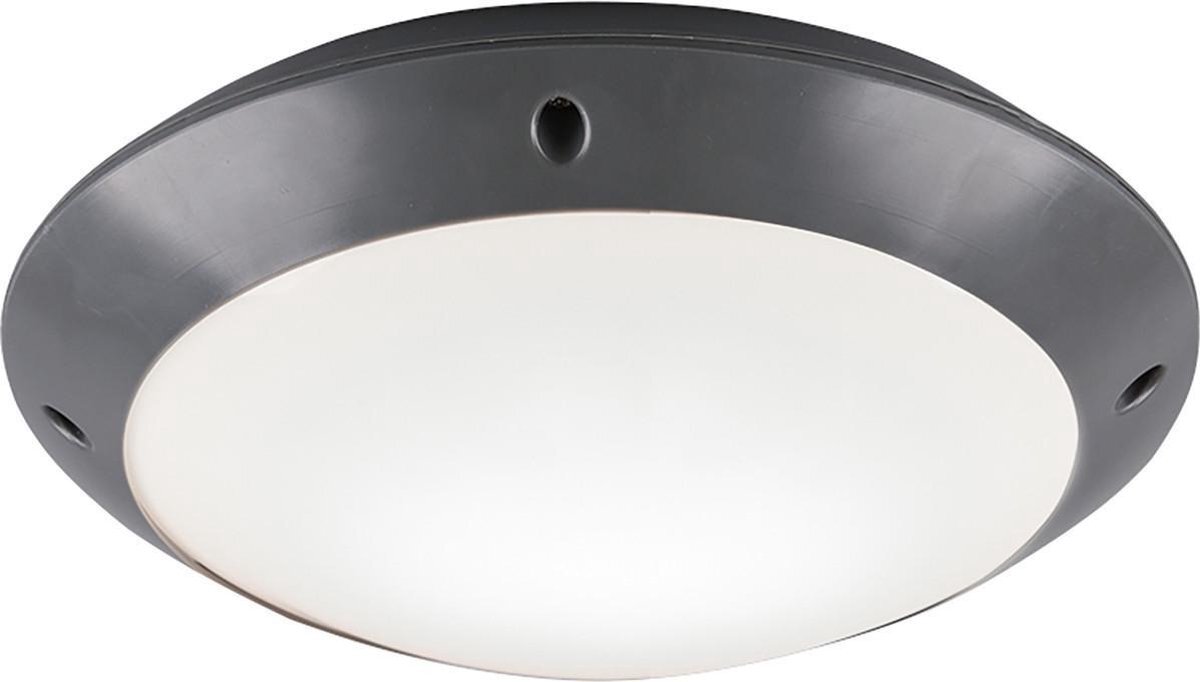 Qualu LED Plafondlamp - Torna Camiro - Opbouw Rond - Waterdicht IP54 - E27 Fitting - Mat Zwart - Kunststof