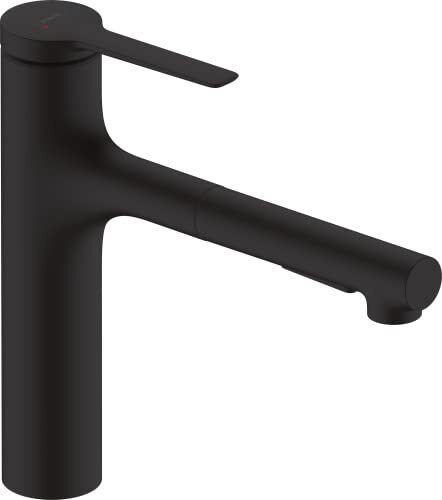 Hansgrohe Keukenkraan Zesis M33, kraan keuken met uitloop hoogte 160 mm, 150 graden draaibaar, uittrekbaar, sBox lite, 2 straalsoorten, matzwart