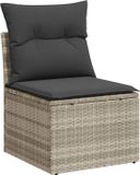 vidaXL Tuinbank Lichtgrijs Poly Rattan Met Kussens