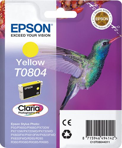 Epson Hummingbird inktpatroon Yellow T0804 Claria Photographic Ink - Geel