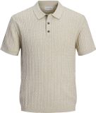 JACK&JONES JJEEMIL KNIT CABLE POLO SS LN Heren Polo Oatmeal XXL