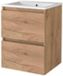 Basic Line Start 46 Badkamermeubelset - 50 x 46 cm - Greeploos - 2 Lades - Keramische Wastafel - 1 Kraangat - Whisky Oak