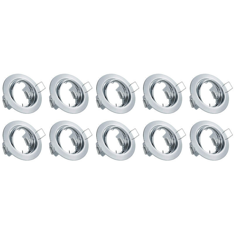 BES LED Spot Armatuur 10 Pack - Trion - GU10 Fitting - Inbouw Rond - Glans Chroom Aluminium - Kantelbaar Ø83mm