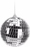 Merkloos / Sans marque Koopman International Kerstbal - 2x - discobal - zilver - D10 cm - piepschuim/glas - spiegelbol - kerstversiering
