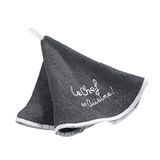 Douceur d'Intérieur Cuistot handdoek, rond, 60 cm, badstof, geborduurd, katoen, antraciet