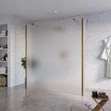 FortiFura Galeria Vrijstaande Inloopdouche - 180x200cm - Mat glas - Antikalk - 8mm veiligheidsglas - Geborsteld koper