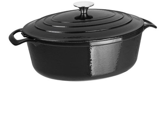 Vogue Ovale Braadpan - 5 Liter - Zwart - Gietijzer - Inductie