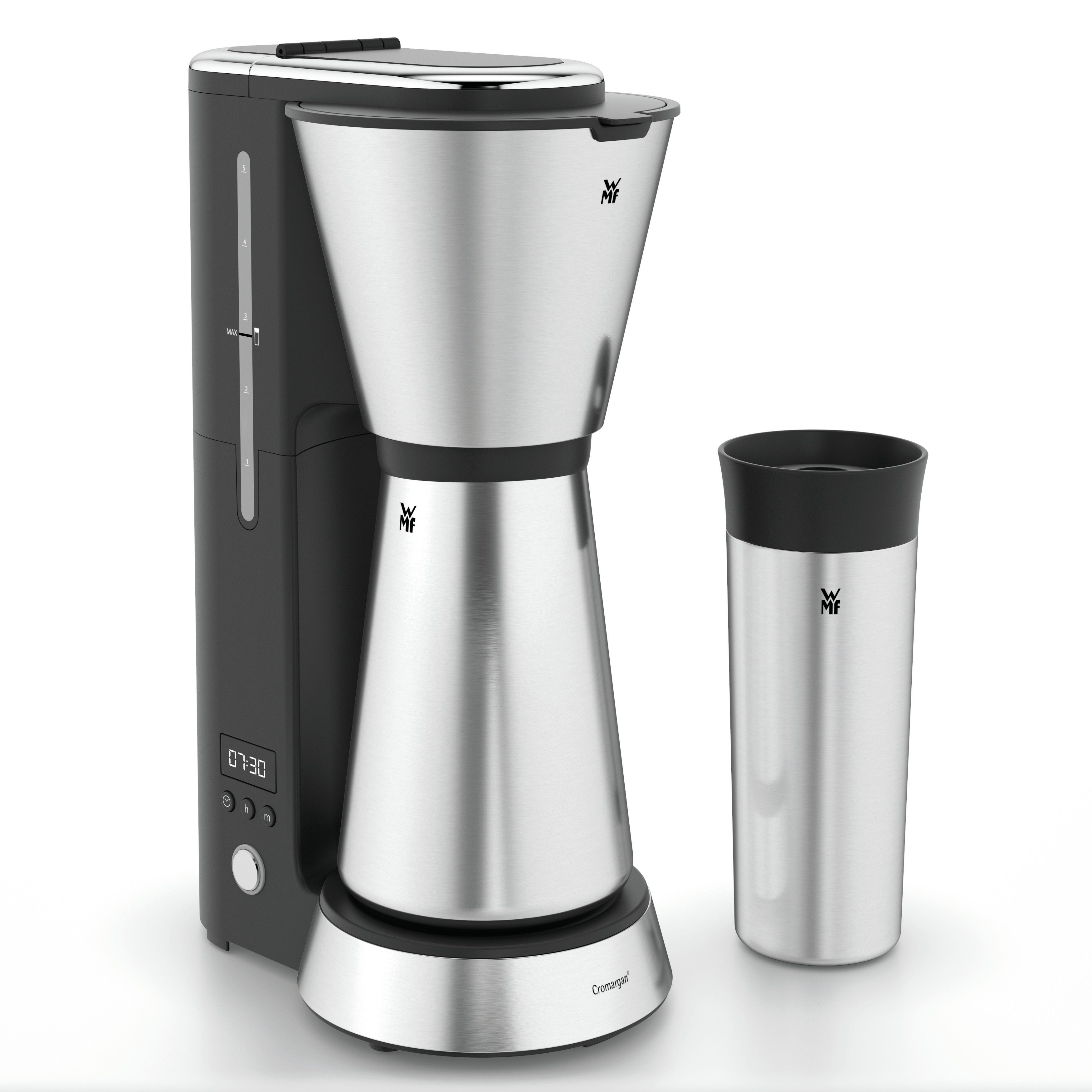 WMF KITCHENminis Aroma Koffiemachine met Thermoskan en Thermosbeker - Zwart/RVS