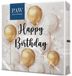 Merkloos SnelShoppen Verjaardag Servetten - 20 Stuks - 33x33 cm - Goud en Wit - Papieren Servetten met Ballon Motief