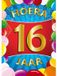 Bellatio Decorations Verjaardag deurposter - 16 jaar - multi - 59 x 84 cm