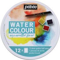 Pebeo - Verfset - waterverf - 12 kleuren - verschillende kleuren - satijn - dun - half napje