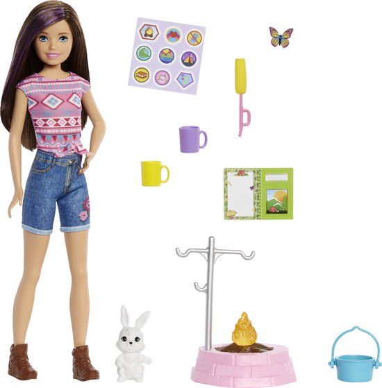 Barbie Kamperen Kampeerset Skipper met konijn - Pop - HDF71