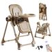 Chaise bébé électrique - Chaise haute 3-en-1 avec fonction berceau - Musique Bluetooth - Télécommande - Dossier réglable - Harnais de sécurité - Rembourré - Kaki