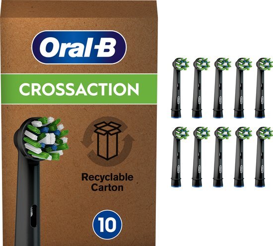 Oral-B CrossAction Opzetborstel Met CleanMaximiser-technologie, Zwart, 10 Stuks - Brievenbusverpakking