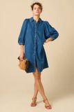 Sissy-Boy Donkerblauwe denim jurk met lange mouw