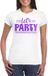 Bellatio Decorations T-shirt voor dames - lets party - wit - glitter - S